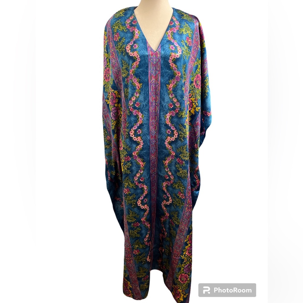 Vintage Colorful Floral Caftan Mumu Dress